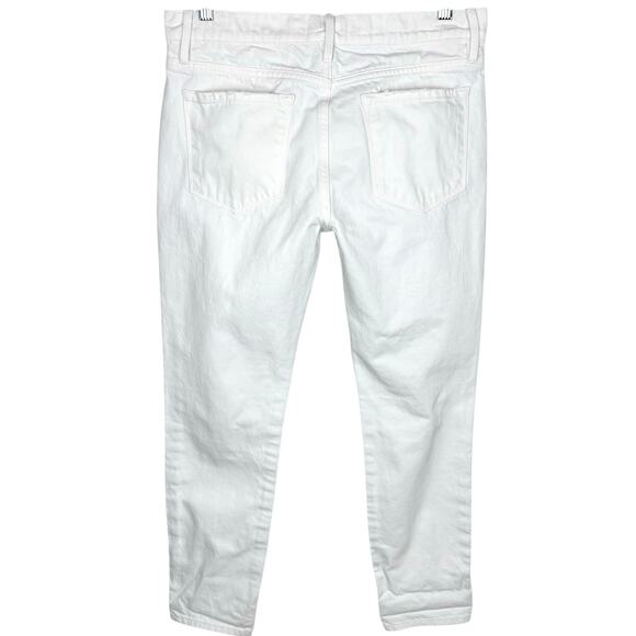 Frame Denim Le Garcon Distressed Jeans White Boyfriend Mid Rise Cotton Size 26 - Picture 4 of 13